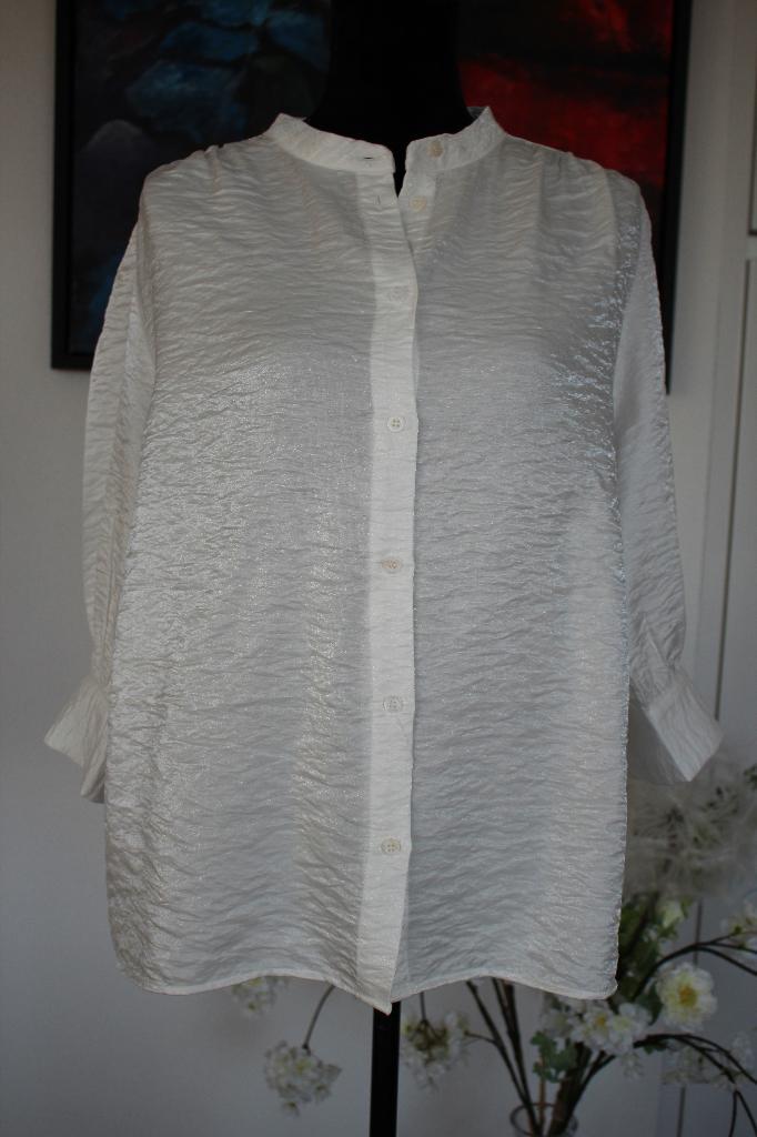 Blouse met 3kwart mouw, ronde hals, van acetaat, maat 44, Kleding | Dames, Blouses en Tunieken, Nieuw, Maat 42/44 (L), Wit, Ophalen of Verzenden