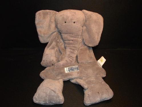 DIFRAX OLIFANT ELLIOT KNUFFELDOEKJE GROOT VELOURS GRIJS MET, Kinderen en Baby's, Speelgoed | Knuffels en Pluche, Nieuw, Olifant