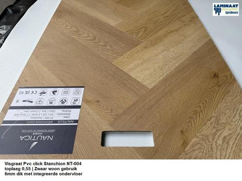 Visgraat Pvc click Stanchion  Oak met integreerde ondervloer, Huis en Inrichting, Stoffering | Vloerbedekking, Nieuw, Laminaat