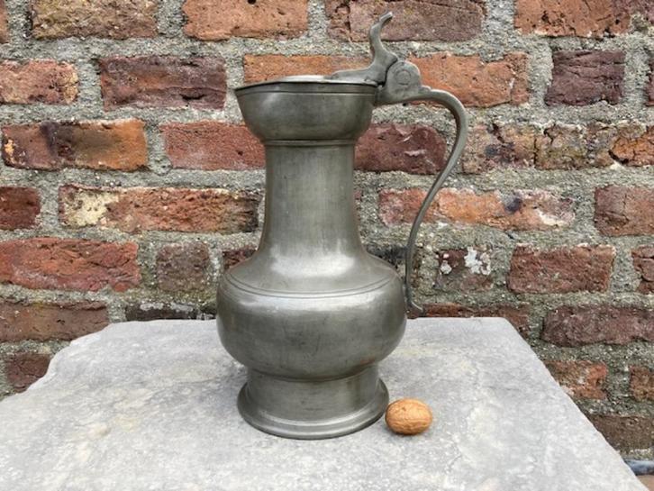 antiek tinnen ,,Keulse,,kan grootste type, tin, mooie !!!, Antiek en Kunst, Antiek | Tin, Ophalen of Verzenden