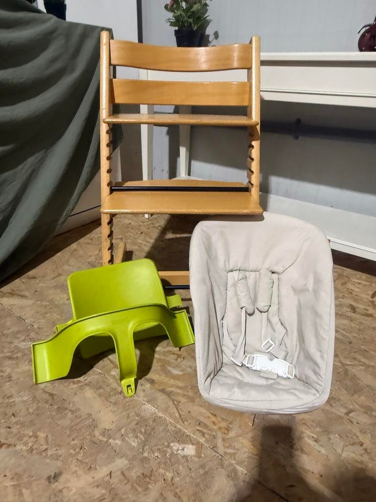 Stokke Tripp Trapp Naturel met newborn + groene Babysets, Gebruikt, Meegroeistoel, Stokke, Stokke