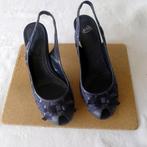 3 paar sandalen met hak maat 38 - 1 x zwart / 2 x blauw, Ophalen of Verzenden, Zo goed als nieuw