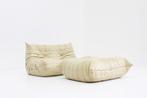 Vintage Togo Ligne Roset sofa set beige leer, Ophalen, Gebruikt, 100 tot 125 cm, 150 tot 200 cm