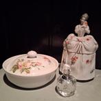 Parfumflesje zeepbakje poederdoos goud handbeschilderd, Antiek en Kunst, Curiosa en Brocante, Ophalen of Verzenden
