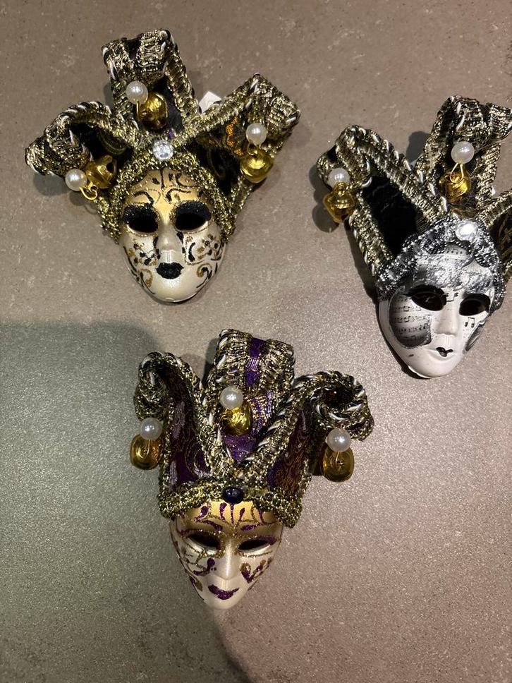 3 Mini Venetiaanse Maskers met Magneet, Antiek en Kunst, Curiosa en Brocante, Ophalen