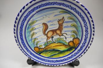 Groot kleurrijk keramiek Majolica wandbord / schaal beschikbaar voor biedingen