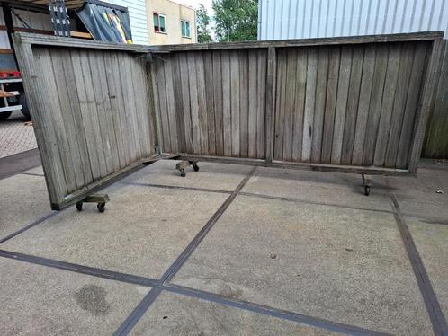 schutting verrijdbaar schot afzethek hardhout, Tuin en Terras, Schuttingen, Gebruikt, Hout, 2 meter of meer, 3 tot 6 meter, Ophalen
