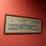 Amsterdam afbeelding aanzicht panorama in hout lijst 76 cm, Ophalen, Gebruikt, Print, 75 tot 100 cm