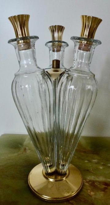 Vintage Triple Likeurfles in glas uit de jaren 50/60. beschikbaar voor biedingen