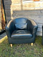 2 zwarte IKEA leren Tullsta fauteuils, Huis en Inrichting, Fauteuils, Ophalen, Gebruikt, Minder dan 75 cm, Leer