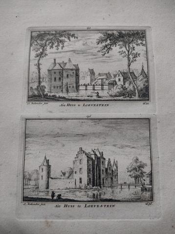 155/156 Poederoijen Slot Loevestein Kopergravure dl 3 beschikbaar voor biedingen