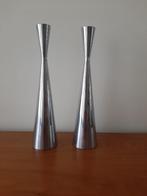 Erika Pekkari design IKEA vintage chrome kandelaars 90's, Gebruikt, 25 tot 50 cm, Ophalen of Verzenden, Metaal