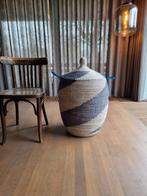 Blauw witte wasmand opbergmand handgemaakt in Senegal, Blauw, Nieuw, Ophalen of Verzenden, Minder dan 10 m²