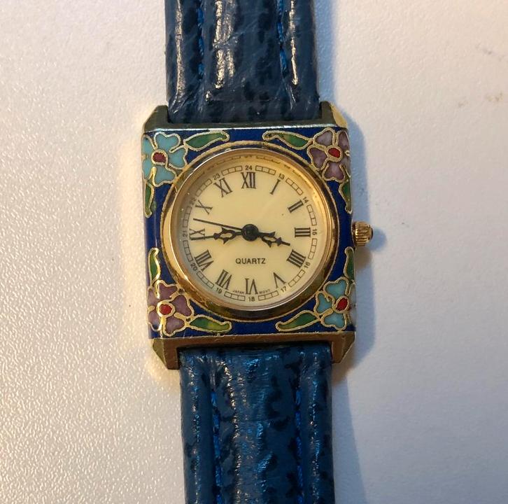 ENAMEL CLOISONNE DAMESHORLOGE, Sieraden, Tassen en Uiterlijk, Horloges | Dames, Gebruikt, Polshorloge, Overige merken, Overige materialen