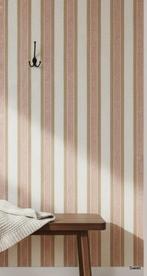 6814 Vintage behang klassiek gestreept roze koord warm swiet, Ophalen of Verzenden, Minder dan 10 m², Roze