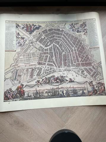 Oude Kaart Amsterdam 18e Eeuwse Gravure beschikbaar voor biedingen