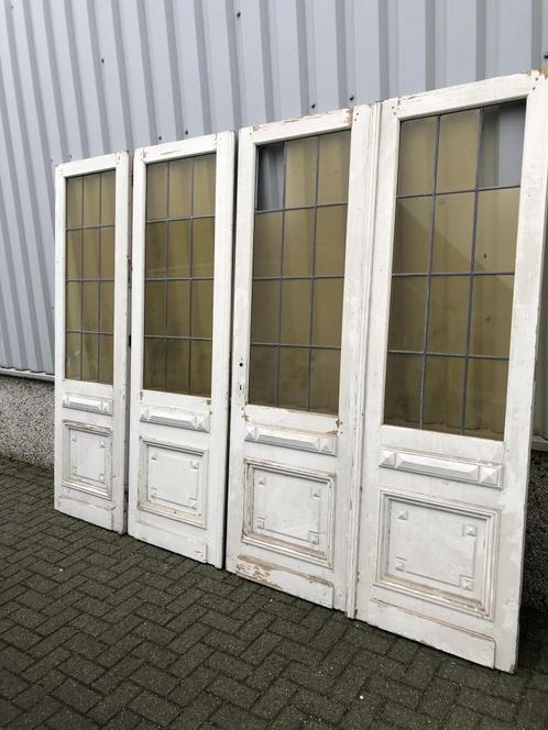 Prachtig antiek ensuitedeur met glas in lood uit 1903, Doe-het-zelf en Verbouw, Deuren en Horren, Gebruikt, Binnendeur, 215 cm of meer