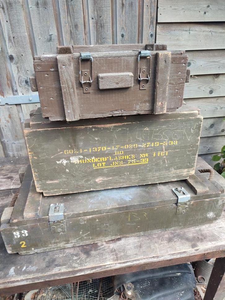 Munitiekisten - Vintage Militair, Verzamelen, Militaria | Algemeen, Landmacht, Kist of Geocache, Nederland, Ophalen of Verzenden