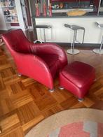 Fauteuil Loge met poef, Huis en Inrichting, Fauteuils, Gebruikt, Leer, 75 tot 100 cm, 50 tot 75 cm