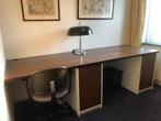 Groot bureau Wenge fineer met witte onderkastjes, Ophalen, Gebruikt, Bureau