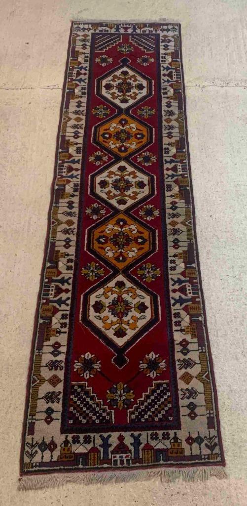 Tapijt loper handgemaakt Yahyali - Turkije 296/74, Huis en Inrichting, Stoffering | Tapijten en Kleden, Gebruikt, 50 tot 100 cm