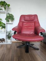 Leren Draaistoel met Ruststand - Wegens Verhuizing, Gebruikt, Minder dan 75 cm, Ophalen of Verzenden, Metaal