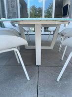 Glazen tuintafel wit met 8 stoelen, Tuin en Terras, Tuintafels, Ophalen, Gebruikt, Ovaal, Aluminium
