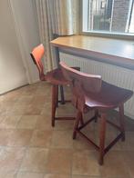 2 Houten Barkrukken, Ophalen, Gebruikt, Met voetsteun, 60 tot 90 cm