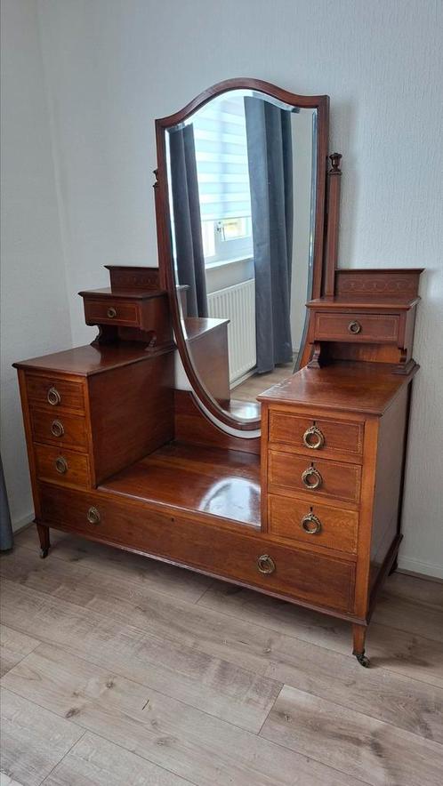 Kaptafel met ingelegd hout  Antiek, Huis en Inrichting, Tafels | Kaptafels, Gebruikt, 150 tot 200 cm, Hout, Ophalen