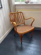 Vintage houten stoel met rotan zitting, Ophalen, Gebruikt, Bruin, Eén