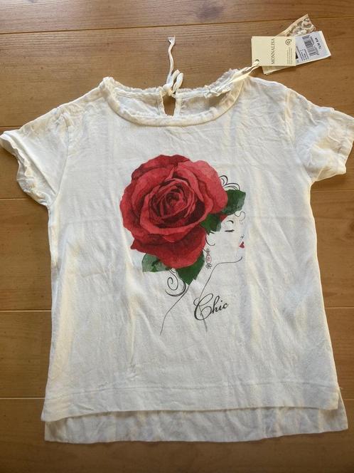 Monnalisa chic shirt wit met rode roos maat 152 12 jaar!, Kinderen en Baby's, Kinderkleding | Maat 152, Zo goed als nieuw, Meisje