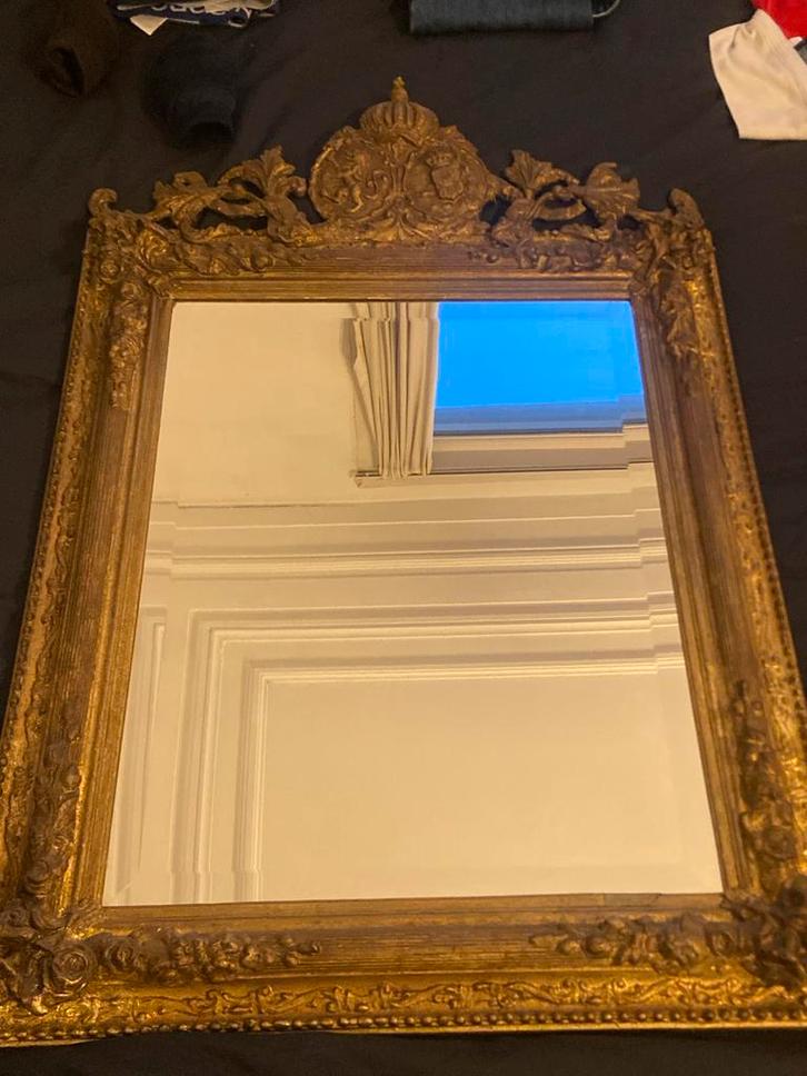 Antieke Spiegel met Bladgoud, Antiek en Kunst, Antiek | Spiegels, 50 tot 100 cm, 100 tot 150 cm, Rechthoekig, Ophalen of Verzenden
