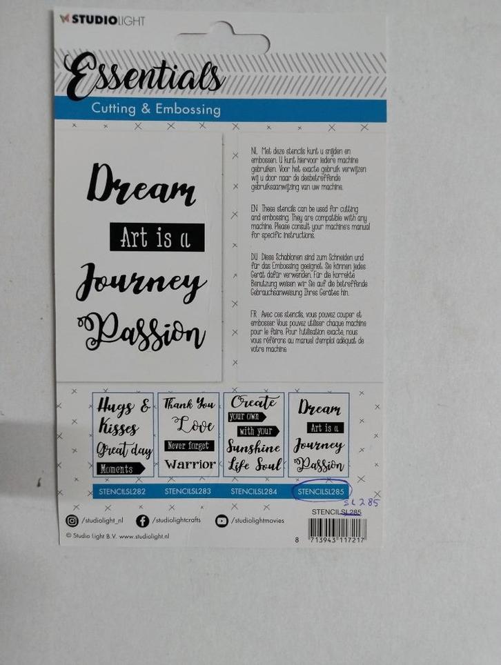 Studio Light Essentials SL285, Hobby en Vrije tijd, Kaarten | Zelf maken, Zo goed als nieuw, Pons of Mal, Overige thema's, Ophalen of Verzenden