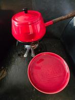 Vintage fonduepan met spiritusbrander en bijpassend bord, Ophalen, Gebruikt, Brander, Fonduepan