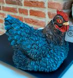 Decoratie kip zwart/ blauw van polystone v buiten of binnen, Tuin en Terras, Ophalen of Verzenden, Nieuw, Kunststof