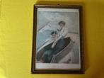 antieke brocante art deco prent litho schipper zeilboot boot, Ophalen of Verzenden