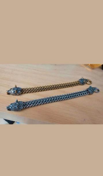 2 mooie zware "wolf" armbanden rvs beschikbaar voor biedingen