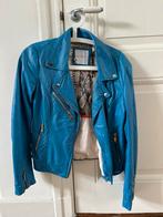 Stoer blauw leren jack mt 40/M, Kleding | Dames, Ophalen of Verzenden, Zo goed als nieuw, Maat 38/40 (M), Blauw