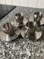 RVS espresso Kop en Schotels Set (4 stuks), Overige materialen, Ophalen of Verzenden, Zo goed als nieuw, Effen