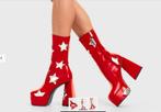Rood met zilveren sterren enkelboots van LaModa, maat 5/38, Lamoda, Lage of Enkellaarzen, Ophalen of Verzenden, Zo goed als nieuw