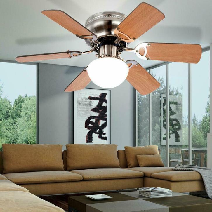 Plafondventilator Met Licht & Afstandsbediening. Hout-Design, Huis en Inrichting, Lampen | Plafondlampen, Nieuw, Glas, Hout, Kunststof