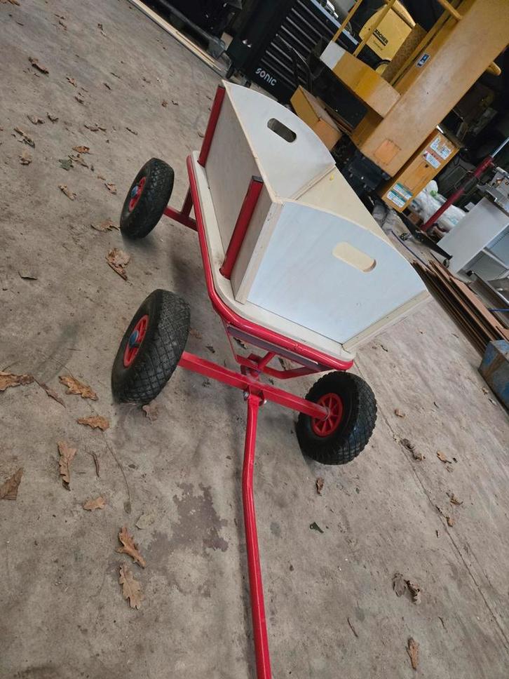 Houten bolderkar met rode wielen, Caravans en Kamperen, Bolderkarren, Gebruikt, Ophalen