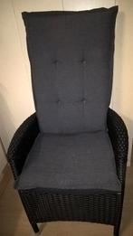 IZGS WICKER FAUTEUIL STOEL ZWART  GRIJS KUSSEN VERSTELBAAR, Huis en Inrichting, Fauteuils, Ophalen, Gebruikt, Stof, 75 tot 100 cm