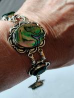 Mooie 925 armband met abalone en groene quartz 22cm, Sieraden, Tassen en Uiterlijk, Armbanden, Verzenden, Nieuw, Met edelsteen