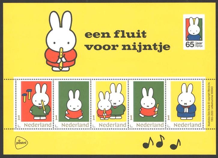 Postzegels Nijntje 65 jaar: Een fluit voor Nijntje, Postzegels en Munten, Postzegels | Nederland, Postfris, Na 1940, Ophalen of Verzenden