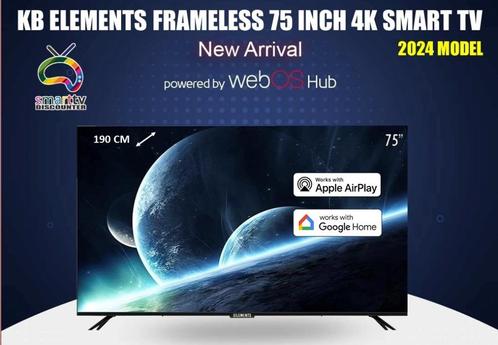 KB ELEMENTS 75 INCH 4K ANDROID FRAMELESS SMART TV, Audio, Tv en Foto, Televisies, Nieuw, LED, 100 cm of meer, 4k (UHD), Overige merken
