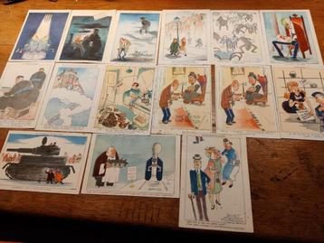 Spotprent kaarten WOII Klemke 42 15 stuks ongelopen beschikbaar voor biedingen