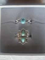 Antieke Zilveren Ringen met Blauwe Edelsteen - Set van 2, Sieraden, Tassen en Uiterlijk, Ringen, Blauw, Ophalen of Verzenden, Zo goed als nieuw
