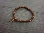 Koperkleurige armband met schedel bedel ~ TH0601, Ophalen of Verzenden, Zo goed als nieuw, Bruin, Met bedels of kralen
