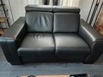 LOMPE 2 ZITSBANK ZWART LEER (MUSTERRING), Huis en Inrichting, Ophalen, Gebruikt, 150 tot 200 cm, Tweepersoons
